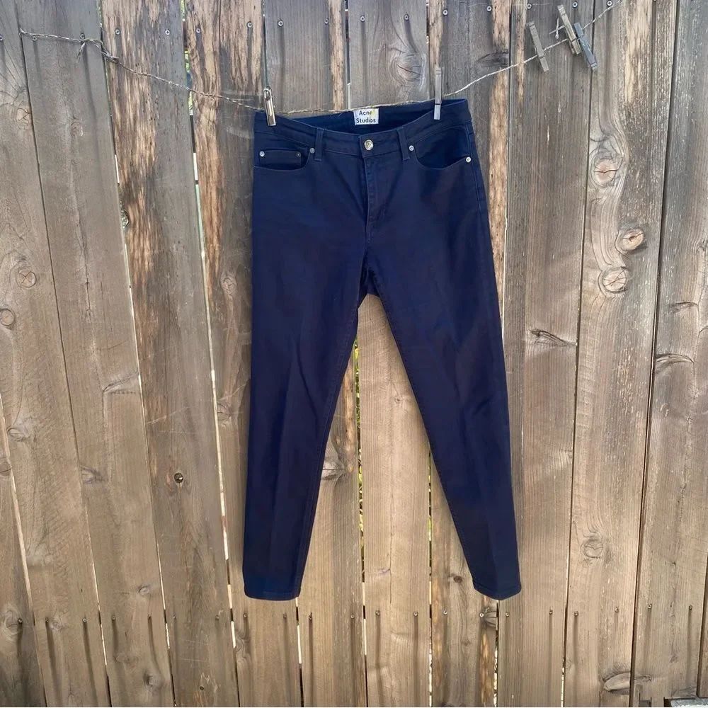 Acne studios Classic Navy straight leg cotton blend pants size 30/32